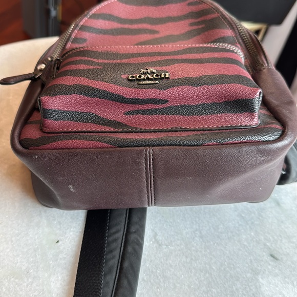 Coach Pink and Brown Zebra Print Backpack - Picture 4 of 11
